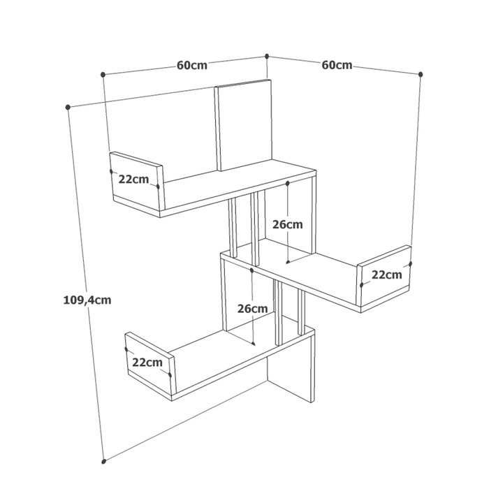 Hanah Home Vg17-A Estantería de pared Pino Atlántico Hanah Home Vg17-A Estantería de pared Pino Atlántico